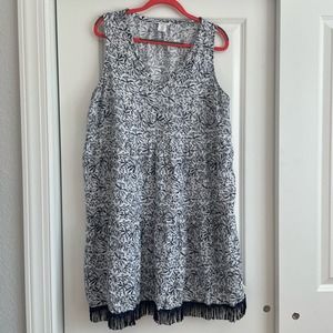 100% Linen Women’s Lucky Brand Floral Fringe Dress Size 1X